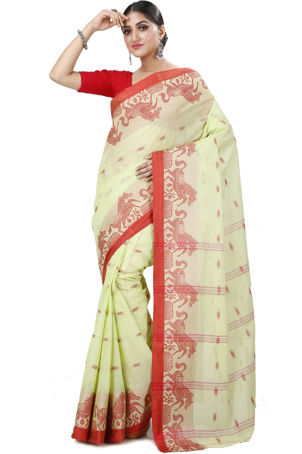 Light Green Pure Cotton Indrani Tant Saree (1018)